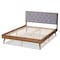 Baxton Studio Larue Modern Grey Velvet Upholstered and Walnut Brown Finished Wood King Size Platform Bed 202-11587 - alternate 2